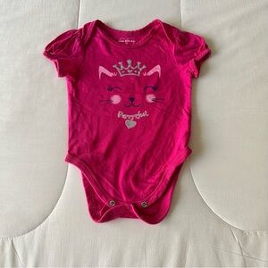 Made With Love by PLACE Hot Pink Cat Print Bodysuit Size 3-6M